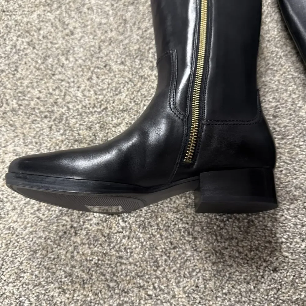 Michael Kors Harland Knee High Riding Boots Black Leather 5M NWB